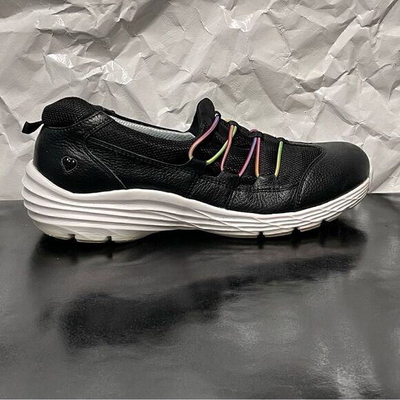 Nurse Mates Dash  Black Leather Slip On Nurse Sneakers Size 8.5M - Picture 7 of 16